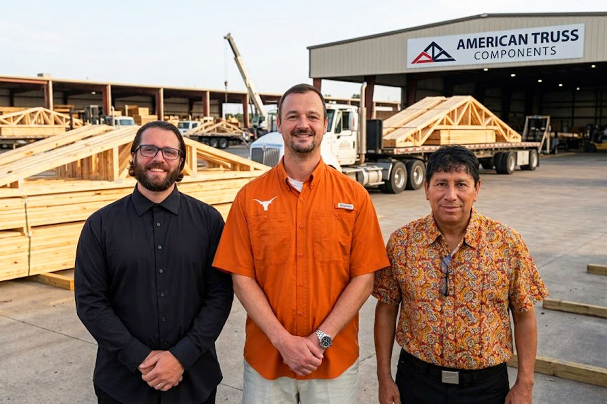 American Truss Components executive leadership and founders at the Houston manufacturing yard