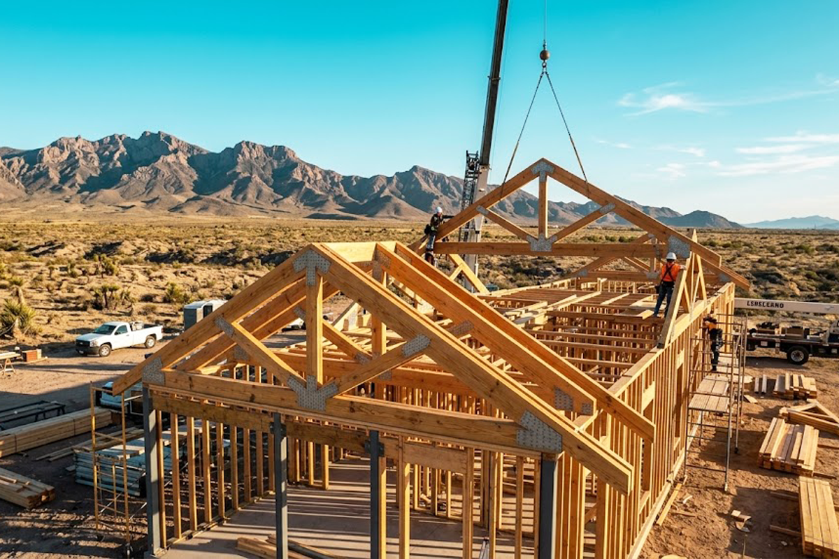 Structural wood trusses for a Plano Texas building project