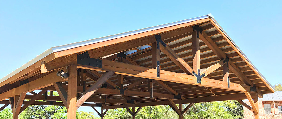 Clear-span engineered roof trusses framed on a commercial jobsite in New Mexico.